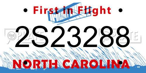 2S23288 North Carolina License Plate