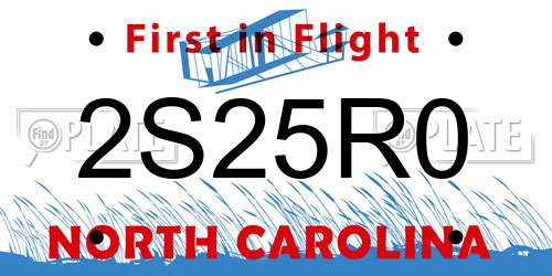 2S25R0 North Carolina License Plate