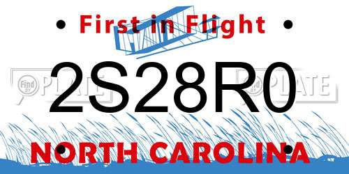 2S28R0 North Carolina License Plate