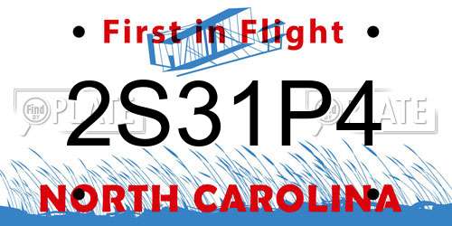 2S31P4 North Carolina License Plate