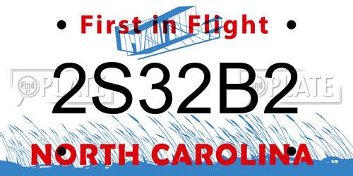 2S32B2 North Carolina License Plate