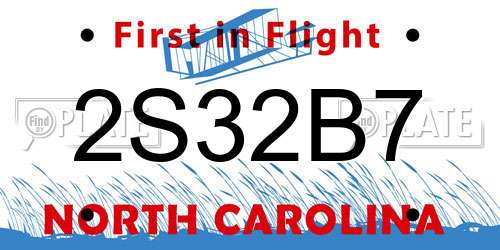 2S32B7 North Carolina License Plate