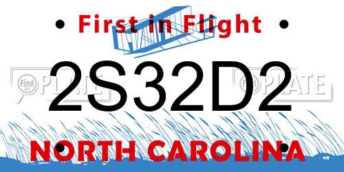 2S32D2 North Carolina License Plate