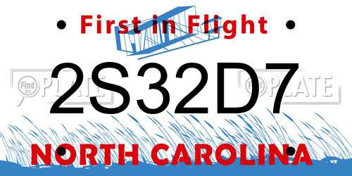 2S32D7 North Carolina License Plate