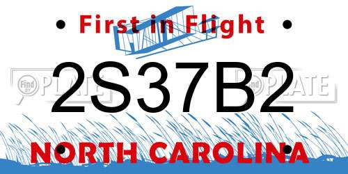 2S37B2 North Carolina License Plate