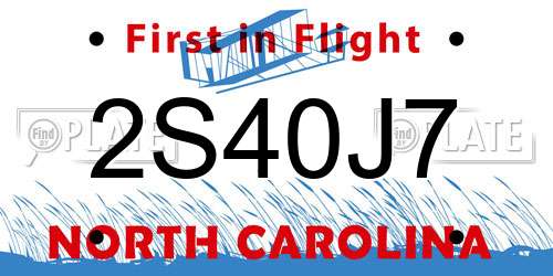 2S40J7 North Carolina License Plate