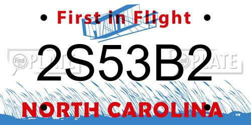 2S53B2 North Carolina License Plate