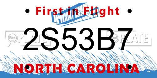2S53B7 North Carolina License Plate