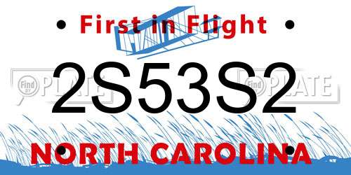 2S53S2 North Carolina License Plate