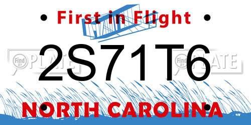 2S71T6 North Carolina License Plate