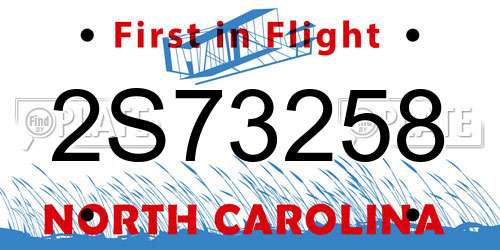 2S73258 North Carolina License Plate