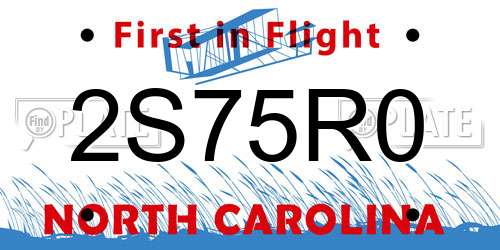 2S75R0 North Carolina License Plate