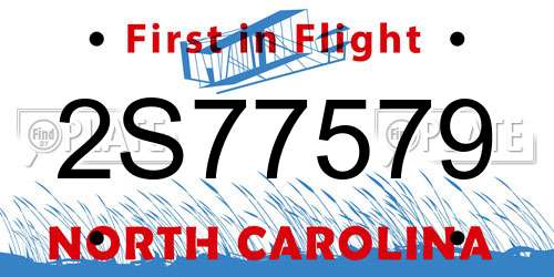 2S77579 North Carolina License Plate