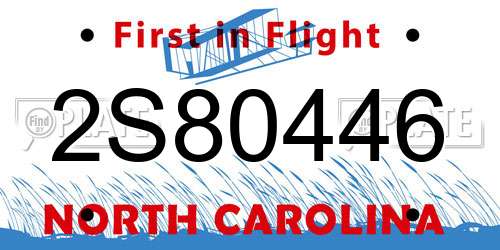 2S80446 North Carolina License Plate
