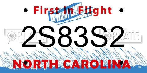 2S83S2 North Carolina License Plate