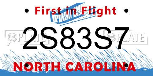 2S83S7 North Carolina License Plate