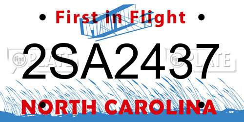 2SA2437 North Carolina License Plate