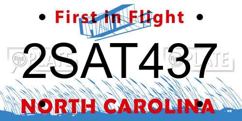 2SAT437 North Carolina License Plate