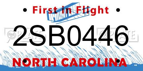 2SB0446 North Carolina License Plate