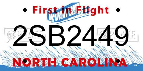 2SB2449 North Carolina License Plate