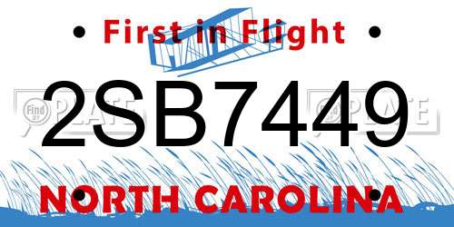 2SB7449 North Carolina License Plate