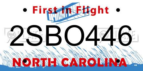 2SBO446 North Carolina License Plate