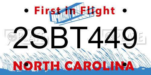 2SBT449 North Carolina License Plate