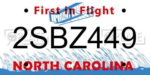 2SBZ449 North Carolina License Plate