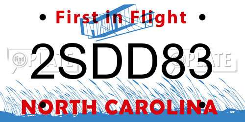 2SDD83 North Carolina License Plate