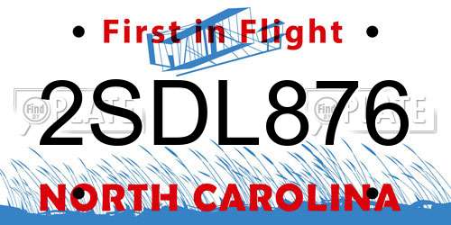 2SDL876 North Carolina License Plate