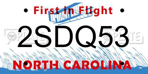 2SDQ53 North Carolina License Plate