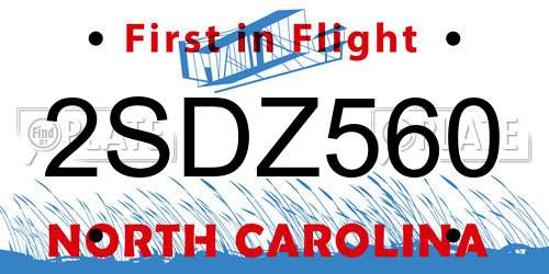 2SDZ560 North Carolina License Plate