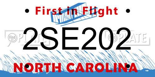 2SE202 North Carolina License Plate