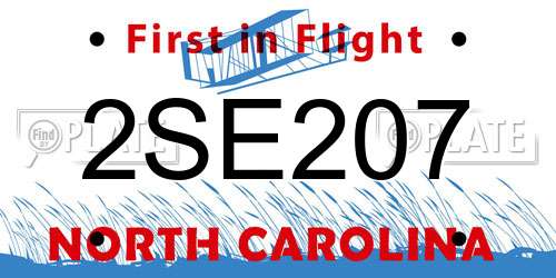 2SE207 North Carolina License Plate