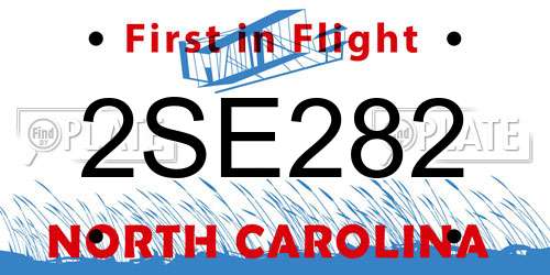 2SE282 North Carolina License Plate