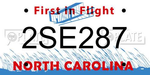 2SE287 North Carolina License Plate