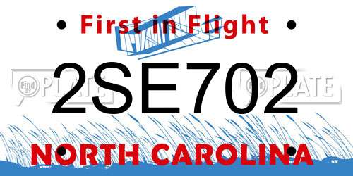 2SE702 North Carolina License Plate