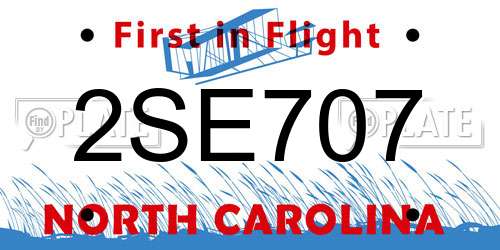 2SE707 North Carolina License Plate