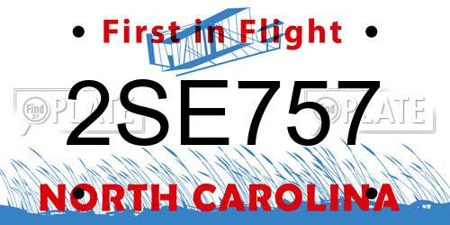 2SE757 North Carolina License Plate