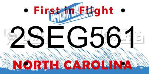 2SEG561 North Carolina License Plate