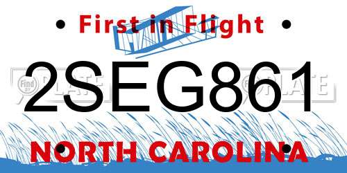 2SEG861 North Carolina License Plate
