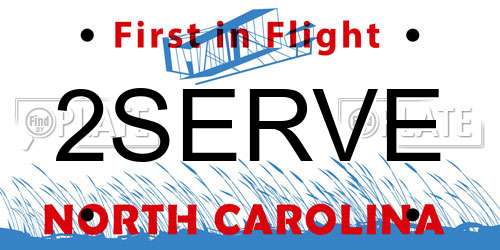 2SERVE North Carolina License Plate