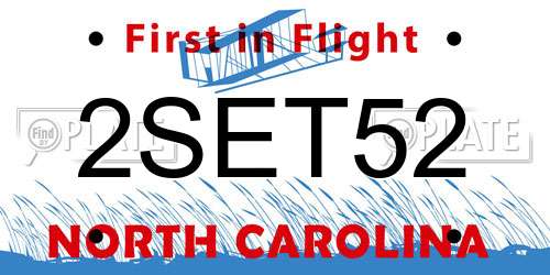 2SET52 North Carolina License Plate