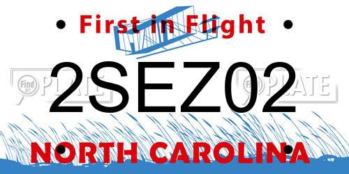 2SEZ02 North Carolina License Plate