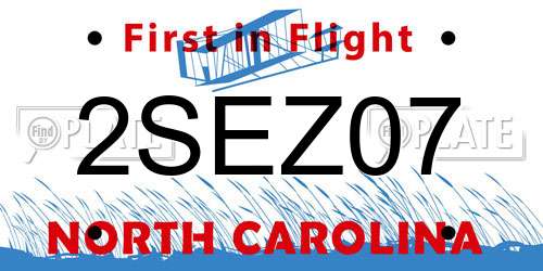 2SEZ07 North Carolina License Plate