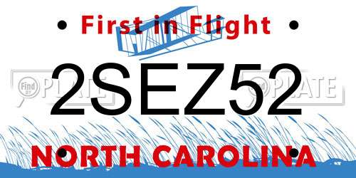 2SEZ52 North Carolina License Plate