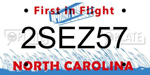 2SEZ57 North Carolina License Plate