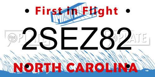 2SEZ82 North Carolina License Plate
