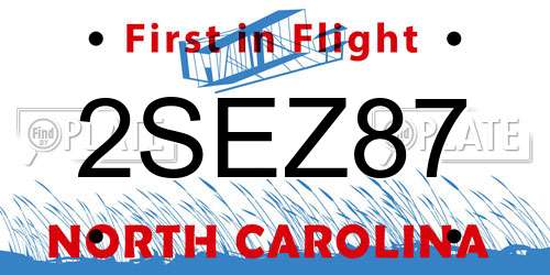 2SEZ87 North Carolina License Plate