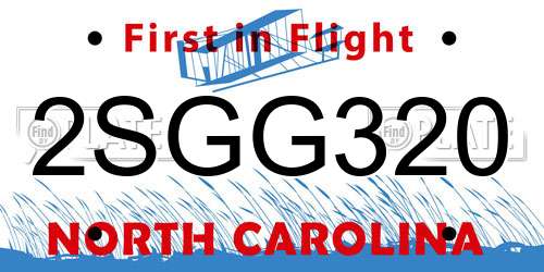 2SGG320 North Carolina License Plate